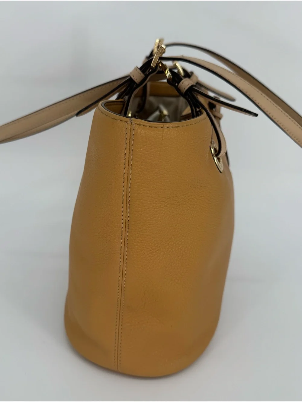 Michael Kors Caramel/Tan Pebbled Leather Tote with MK Charm